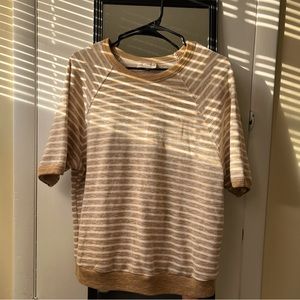 Women’s Universal Thread top, tan and white striped, size XL